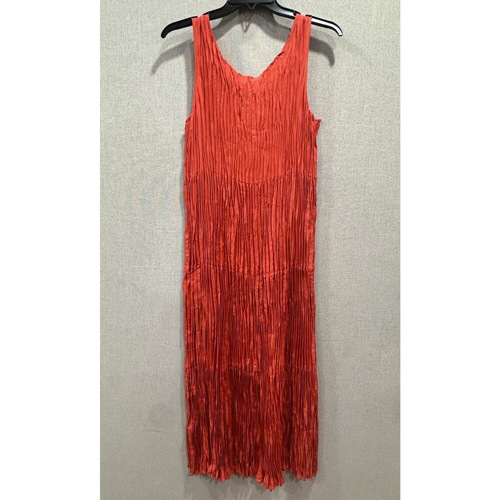 EILEEN FISHER NWT Fall FLAME Orange‎ Crushed Silk Dress Size Small MSRP $378 - Picture 11 of 12
